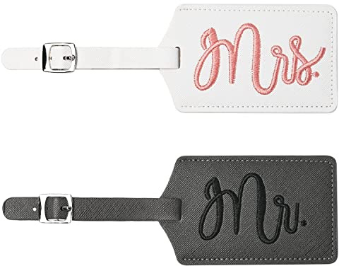 Flintronic Viaggio Bagagli Tag Ricamo, 2 Pezzi Etichetta per Bagagli Progettazione della Mappa Bagaglio Accessori da Viaggio Luggage Tags, Viaggio Holiday Deposito Bagagli Tag -Bianco/Grigio