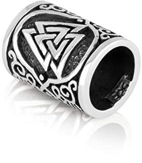 NKlaus 925 Sterling Silber Bartperle - Keltische Valknut Haarperle Bartschmuck 2244