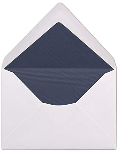 150 DIN C6 Briefumschläge - Weiß gefüttert mit dunkelblauem Seidenpapier - 11,4 x 16,2 cm - 100 g/m² Nassklebung Brief-Hüllen ohne Fenster von Ihrem Glüxx-Agent