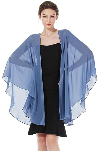 BEAUTELICATE Chal Mujer Fiesta Capa Poncho Gasa Estola para Boda Elegante Suave Ligero Mantón Verano Primavera (Azul Pizarra)