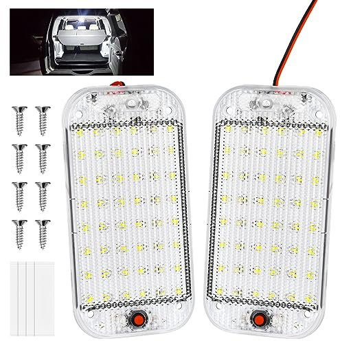 URAQT 48 LED Innenbeluchtung Auto, 2 Stück Super Hell 800LM 12V LED KFZ Innenraumbeleuchtung mit Schalter 6000K Weißlicht Kfz Beleuchtung Leiste für Auto Wohnmobil Bus Caravan Boat Quadratischer