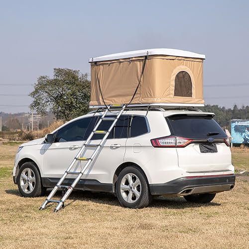 Dachzelt, Dachzelt Auto FüR 2-3 Personen Auto Dachzelt Hydraulisches Vollautomatisches Outdoor-Reise-Fahrzeug-Dachzelt Camping Zweischichtiges SUV-Dachzelt Falten(Color:White A)