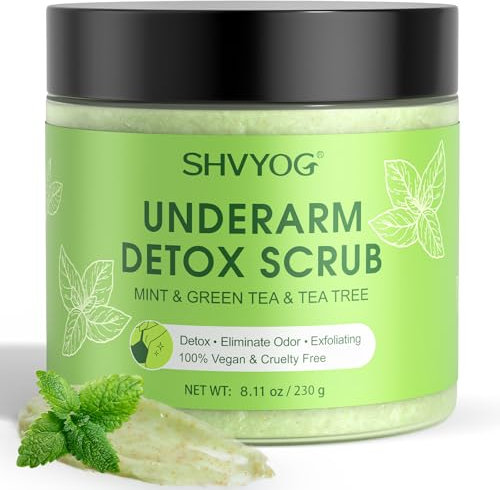 Detox-Peeling für die Achseln, Detox-Peeling Achseln mit Grünem Tee, Minze & Teebaum, natürliches Achselpeeling zur Entgiftung der Unterarm & Körper, Geruchsbeseitigung, Alte Nagelhaut Entfernen 230g