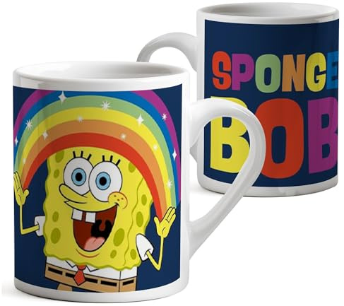 United Labels Taza Infantil Bob Esponja Pantalones Cuadrados - Taza de Cerámica Arco Iris para Niños 230 ml