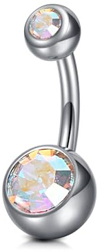 incaton Piercing de Nombril en Titane 6mm Barres Double Gemme Bananabell Banane Bijoux