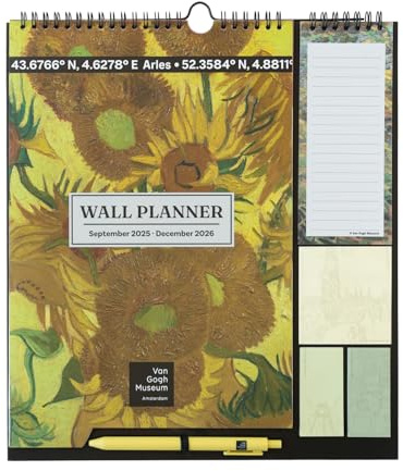 Calendario Familiar 2026 Van Gogh - Calendario 2026 pared : Planificador mensual | Incluye Pegatinas, Notas Adhesivas y Cuelga Fácil [16 MESES]