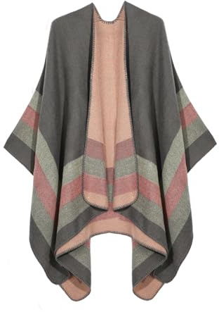 OPLERT Écharpe Poncho pour Femme, châle Chaud, élégant Cardigan Poncho en Tricot, pour Le Printemps, l'automne et l'hiver