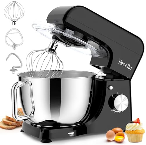 Batidora Amasadora 1500W, Bol de Acero Inoxidable 5,5L, 10 Velocidades