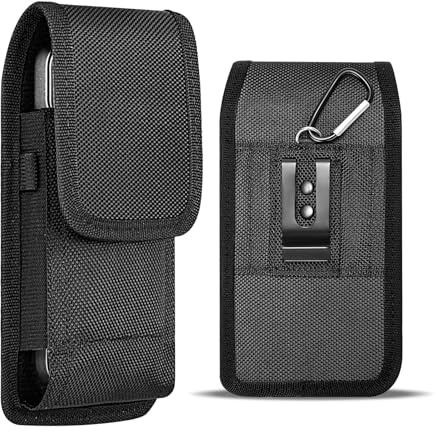 VINATO Gürteltasche Handytasche Gürtel mit Metallkarabiner, Handy Gürteltasche Universal für Smartphone, Tragbare Gürteltaschen für Outdoor Arbeit, Schwarz