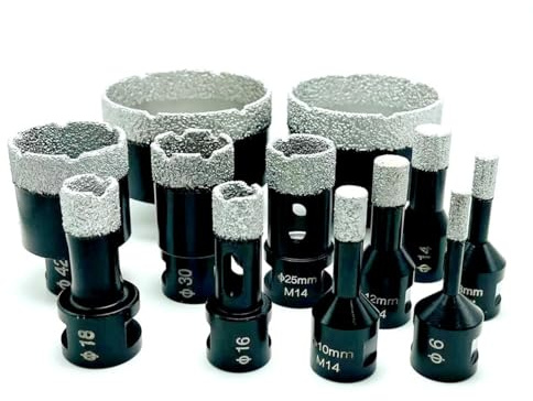 punte da trapano, punte da trapano per piastrelle, Punte for trapano a corona diamantate brasate sotto vuoto con attacco filettato for for piastrelle in porcellana(40mm)