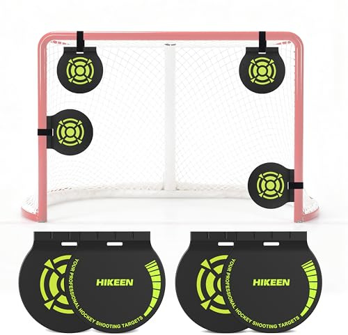 BOOSTEADY Lot de 4 Cibles de Tir pour Hockey Magnétiques Suspendues, 7,9 Cible de Gardien de But de Hockey Robuste avec Attaches de Hockey & Filets de Crosse