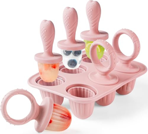 JRISBO Stampo Ghiaccioli per Bambini, 6X 17ml Mini Formine Gelato in Silicone senza BPA con Stecchini per Dentizione, Neonato Formine Ghiacciolo Bimbi Stampi Piccoli Ghiacciolo