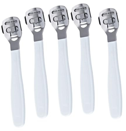 Garneck Râpe Pédicure 5pcs en Acier Inoxydable et Plastique, Outil de Soin des Pieds Pratique Tête Interchangeable pour Éliminer Callosités et Peau Dure