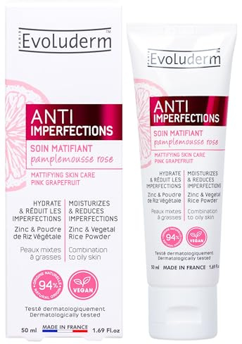 EVOLUDERM – Soin Matifiant Anti-Imperfections - 50 ml - 94% d'Origine Naturelle - Végan - Fabrication Française