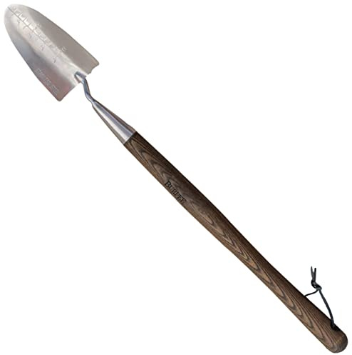 Burpee 26 Stainless Steel Durable Trowel with 20 Long Handle, 6 Shovel Head | Leather Strap for Hanging Storage | 10 Year Garden Tool Warranty
