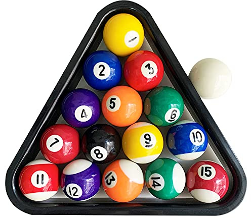 Upgrade Billiard Balls Set, 1.5 Inch Mini Size for 6 Feet Pool Table 1-1/2 Pool Balls Set American Style, Complete 16 Balls