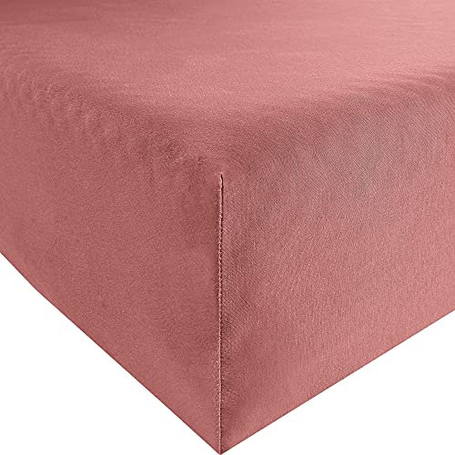 REDBEST Spannbettlaken Denver Elasthan-Jersey-Stretch Altrosa Größe 140x200 cm - 160x200 cm - besonders weich und anschmiegsam, bügelfrei, mit Rundumgummi