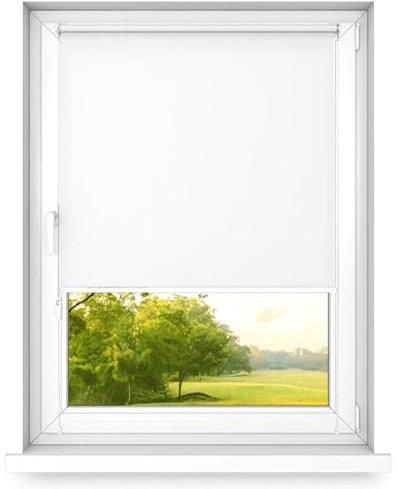 Time4blinds MINI BASIC Stick-On or Noninvasive Roller Blind for Windows - Adhesive, Easy Fit Clip-On, Dimming for Bedroom - 500x1000mm Classic White - Left Side Operation