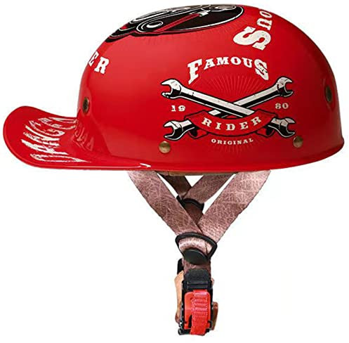 YIYHFKM Retro Motorcycle Helmet DOT Certified, Adults Baseball Cap Style Helmet Summer German Styled Open Face Personalized Motorcycle Helmet Half Shell Helmet Men Women