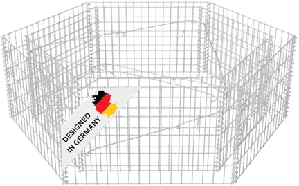 DELUKE Hochbeet Gabione 6-eckig Lissa aus Stahl | 140×160×50cm | Steinkorb Gabionengitter Ziergabione Steingabione Drahtkorb befüllbar