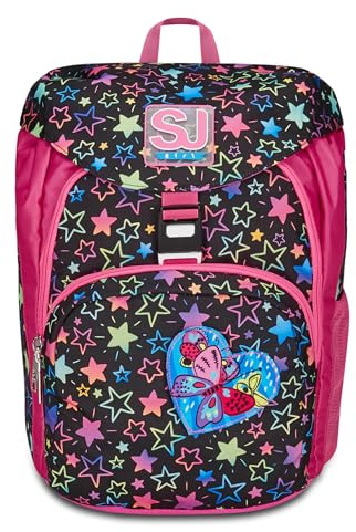 SJ GANG STYLE JAM GANG Zaino Scuola Microlight, Rosa, Colorful Panda, Monoscomparto con Apertura Fibia Magnetica, Cinghia Vita Regolabile, Flip System su Tasca Frontale, Scuole Elementari, Medie
