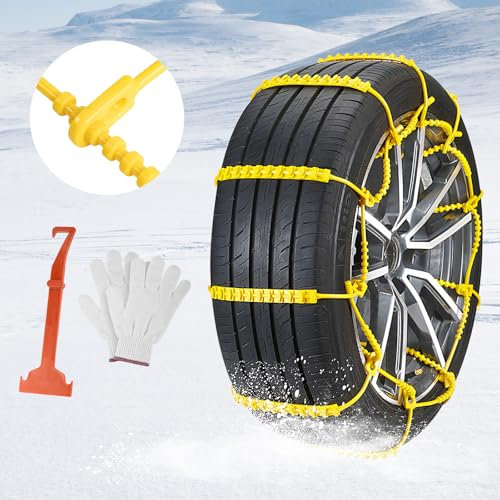 Catene da Neve Universale 10 Pezzi Ninonly Catene da Neve per Auto Installare Catene Auto Facili da Montare per Auto, Modelli off-Road, SUV, Gomme Auto Tire Larghezza 165mm - 275mm