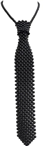 Collier ras du cou en perles de style français pour femme vintage, Cravate longue noire, S-L