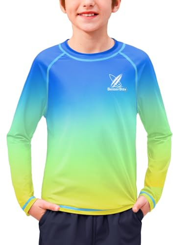 BesserBay Rashguard T-shirt anti-UV pour enfant UPF 50+ Protection solaire à manches longues 110-150