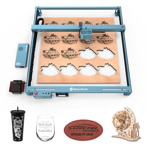 SCULPFUN S70 MAX 70 W lasergravyrmaskin med TS1 pekskärm, 800 x 830 mm graverings- och skärmaskin med 50 l luftstöd för trä, akryl, läder och papper, 36 000 mm/min