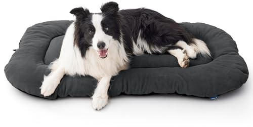 BEDSURE waschbar Hundekissen für Grosse Hunde - dünne Hundebette mittelgroße und Grosse Hunde, weiche und Bequeme Hundematte mit Rutschfester Unterseite- 104x69 cm,Dunkelgrau