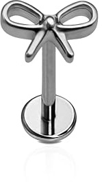 Cords Club Bow Flat Back Stud – ASTM-F136 Implant Grade Titanium - Push Pin Design for Sensitive Ears – Available in 18K Gold Plated & Titanium Silver (Single Earring)