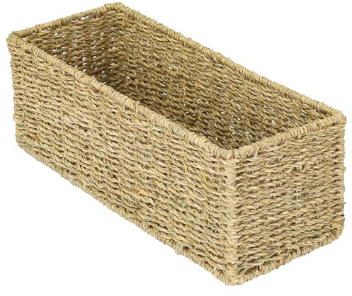 HMF Aufbewahrungskorb Badezimmer, Korb geflochten aus Seegras | 38 x 15 x 14 cm