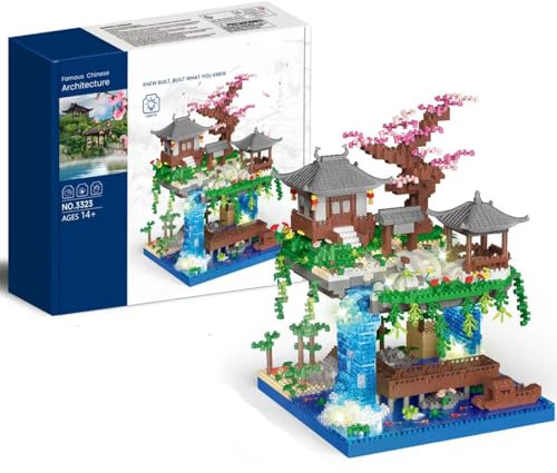 Sakura Bloc de Construction Adulte Mini Blocs de Construction, Bricolage Modèle avec LED Lumière, Creative STEM Toys Model Architecture Set Jardin Plantes, Micro Blocks Cadeau de Noël pour Adultes