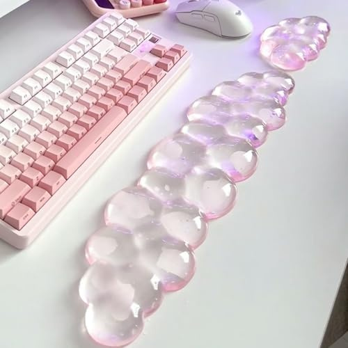 Aszqvd Mouse Pad with Wrist Rest, Soft Cloud Gel Keyboard Mouse Pad Set with Hand Wrist Support, Cute Non Slip Office Desk Accessories for Comfort/Pain Relief/PC Gaming/Computer/Laptop, (Pink Cloud)