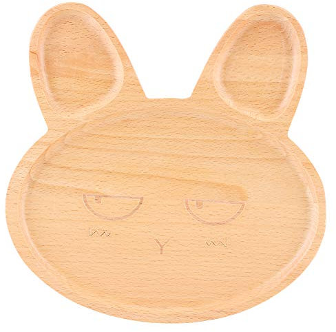 KIMISS Bandeja de Alimentos de Madera para el de Servicio Compartimental para Las Comidas y Bocadillos para Bebés - Diseño Lindo para el Desayuno, el Almuerzo y la Cena