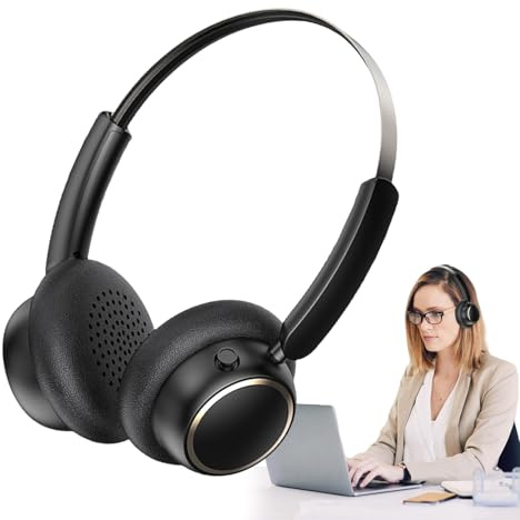 Hqunjikp Cuffie sovrauricolari con cancellazione del rumore, per ascoltare musica, unisex, in metallo, stile retrò, comode per corsa, palestra, guardare video, lavoro