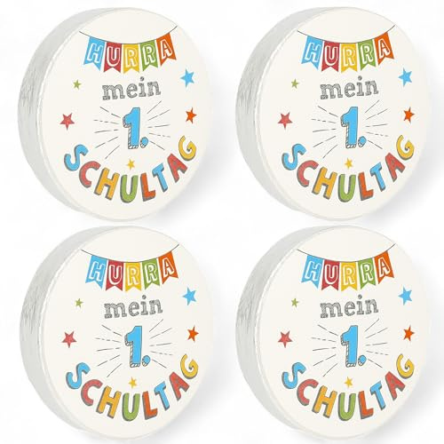MIJOMA Asciugamani magici per il primo giorno di scuola, set da 4 pezzi, in cotone, 30 x 30 cm