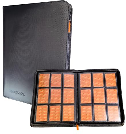 Álbum para cartas coleccionables con cremallera | Binder TCG 9 bolsillo, 3x3 con 20 páginas doble cara – Capacidad 360 cartas | Archivador compacto con bolsillos de carga lateral (360 cartas)
