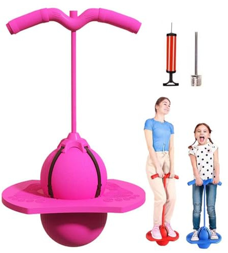 CHENRI Pogo Jumper Ball for Kids & Adults, 2 en 1 Pogo Jumper avec poignée et Pompe à Ballon, Pogo Stick Jeu Enfant, Balle sauteuse équilibrée, Pogo Sauteur pour Enfants et Adultes (Rose)