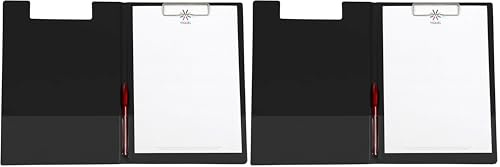 Viquel - Viquel - Porte bloc A4 à rabat avec pince en métal pour tenir les documents - Noir (Lot de 2)