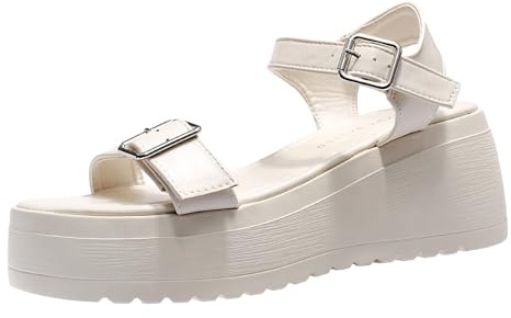 LUNATECH Women's Summer Sandals Platform Womens Sandals Wedge Ladies Vegan Leathe Sandals Outdoor Buckle Sandals For Women Casual