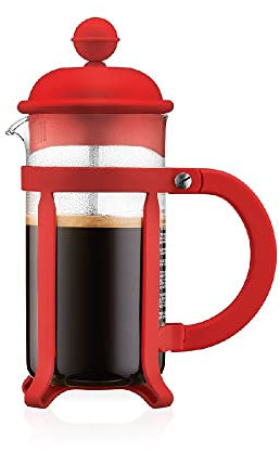 Bodum 1903-294 Java Kaffeebereiter 3 Tassen, Glas, Rot, 7.5 x 13.5 x 18.9 cm