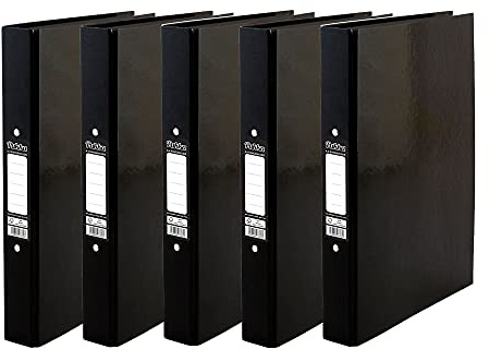 ED 5 x Pukka A4 Glossy 2-Ring Binder File School Work Office 40mm Spine File Organiser (Black)