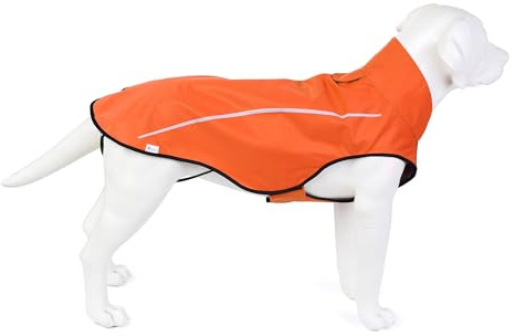 Mile High Life | Imperméable pour Chien | Vêtements pour Animaux de Compagnie Ajustables et Waterproof | Veste de Pluie Légère avec Bande Réfléchissante | Facile à Enfiler (Orange, L)