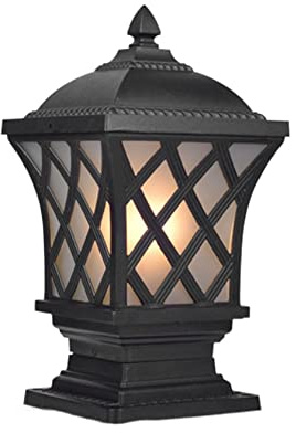 HEBXMF Lámpara De Patio Exterior IP55 Columna De Luz Impermeable Al Aire Libre Rejilla De Vidrio Lámpara De Pilar E27 Accesorios De Iluminación De Poste Luz De Patio Europeo Luz De Paisaje
