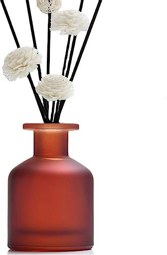 TOPWEL 1PCS 130ml/4.3oz Empty Refillable Glass Diffuser Bottle Diffuser Jars Aromatherapy Storage Container Fragrance Accessories Use for DIY Replacement Reed Diffuser Sticks Crafts Decor (Amber Red)