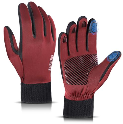 Sukeen Thermo Winterhandschuhe - Wasserdicht, Touchscreen, Rutschfest für Herren und Damen - Fahrrad, Lauf, Sport, Wandern, Arbeit