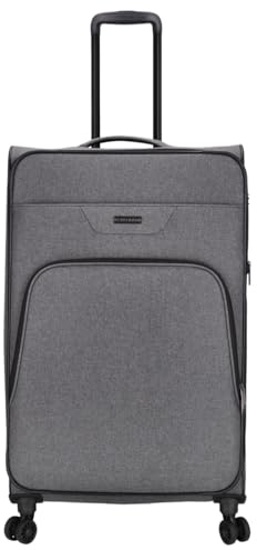 Kenorada Reisetrolley SoftLITE 4w | Koffer aus strapazierfähigem Polyester | Leichter Trolley mit Vier Doppelrollen | TSA Zahlenschloss (grau Melange anthrazit, L - 78 cm großer Koffer)