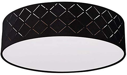 GLOBO Deckenleuchte Textil schwarz Deckenlampe schwarz gold Wohnzimmerleuchte rund, Metall, satiniert, 2x 7W 560Lm warmweiß, DxH 38x10 cm