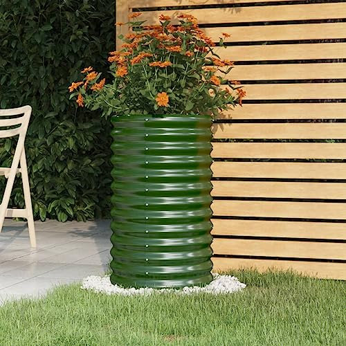 puraday Jardinière surélevée pour jardin 40 x 40 x 68 cm - Jardinière pour légumes - Spirale d'herbes XXL - En métal - Jardinière surélevée en acier - Vert